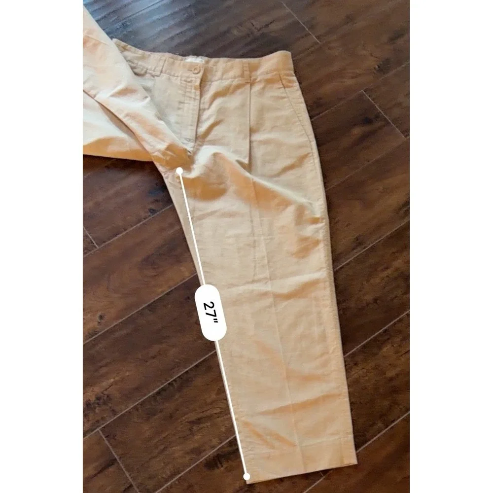 COS Linen Cotton Pleated Cropped  Trousers Womens 12 Beige High Rise 32x27